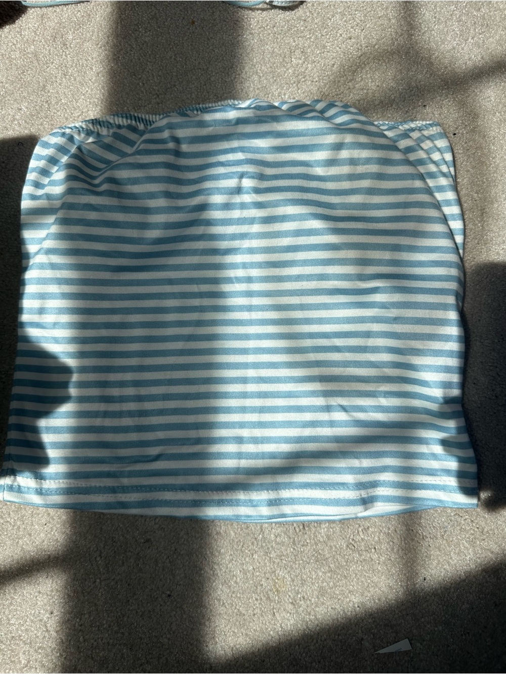 Striped Light Blue & White Tube Top